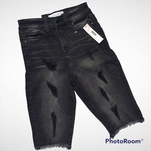 New York Laundry Distressed Black Denim Jean Shorts with a Raw Hem NWT